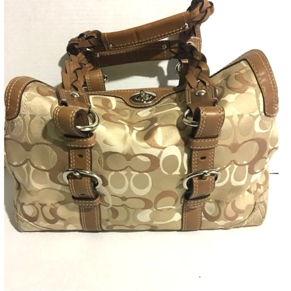 Coach CC jacquard print canvas satchel handbag